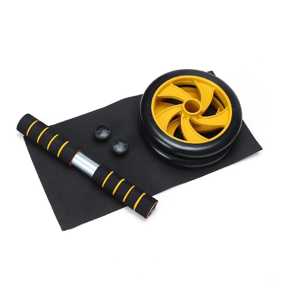 KAKSS Ab Rollers Wheel, Exercise Wheel Core Strength Training Abdominal Roller Set, 6mm Knee Mat Home Gym Fitness Equipment for Abs Workout