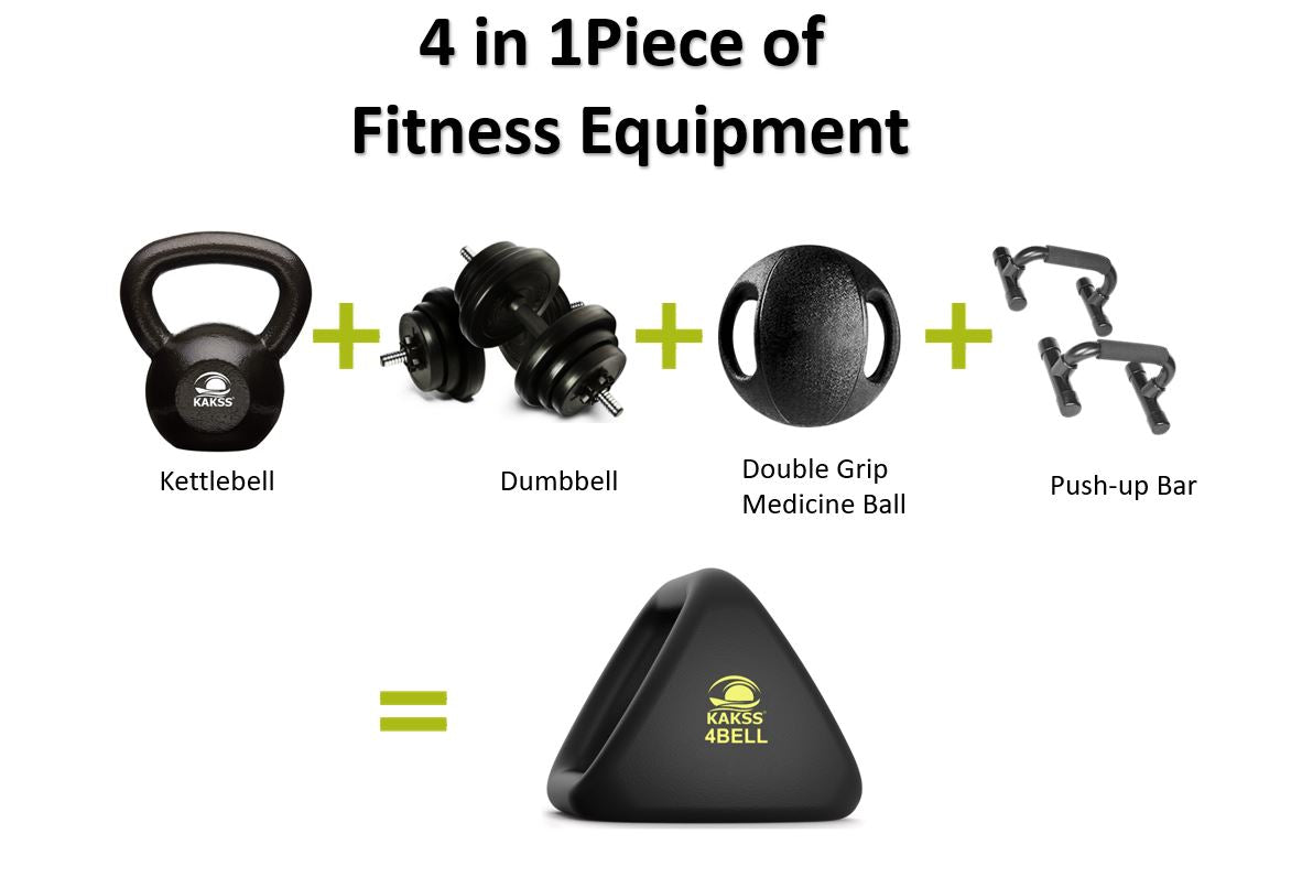 KAKSS 4BELL Multipurpose Gym Equipment 4-in-1 Dumbbell, Kettlebell, Push-Up Bar & Med Ball, Compact Home Workout Tool for Men & Women