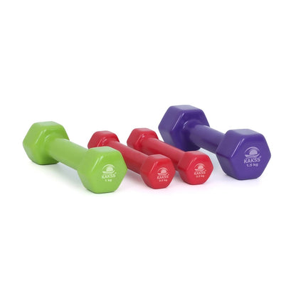 KAKSS Cast Iron Vinyl Coated Dumbbell With Stand (Proudly Made In India)