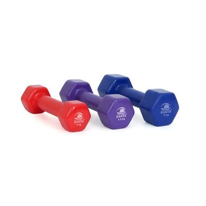 KAKSS Cast Iron Vinyl Coated Dumbbell With Stand (Proudly Made In India)