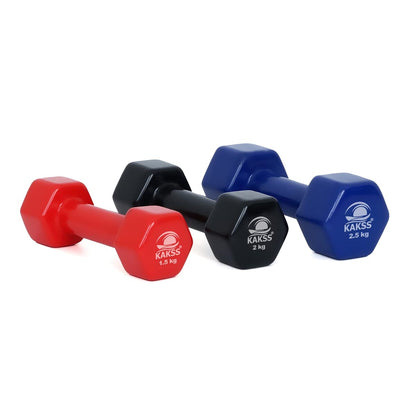 KAKSS Cast Iron Vinyl Coated Dumbbell With Stand (Proudly Made In India)