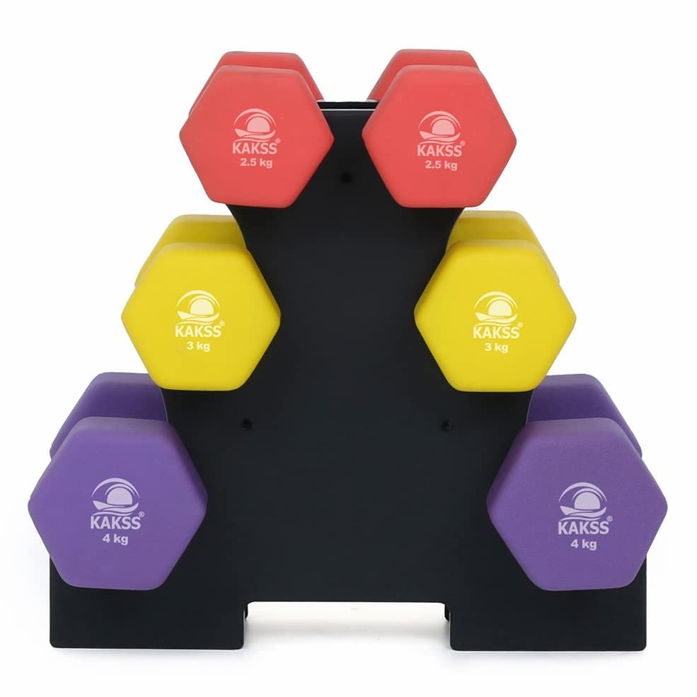 KAKSS Supreme Quality Neoprene Dumbbell With Stand (Proudly Made In India)