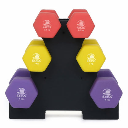 KAKSS Supreme Quality Neoprene Dumbbell With Stand (Proudly Made In India)