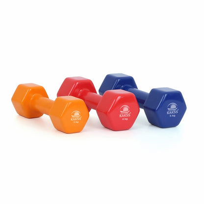 KAKSS Cast Iron Vinyl Coated Dumbbell With Stand (Proudly Made In India)