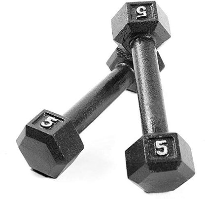 KAKSS Black Cast Iron Hex Dumbbell | 2.5kg-20kg | Sold In Pair