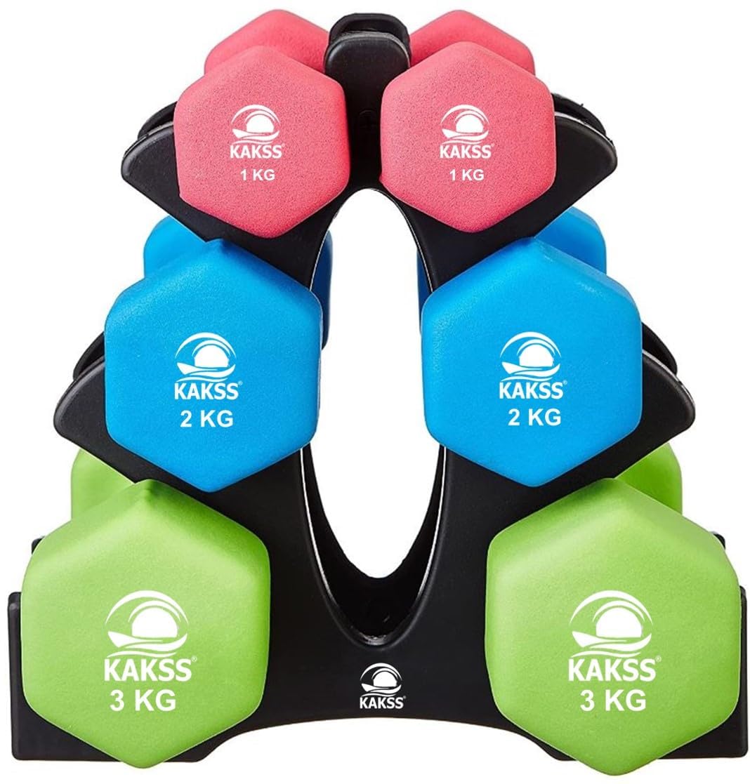 KAKSS Supreme Quality Neoprene Dumbbell With Stand (Proudly Made In India)