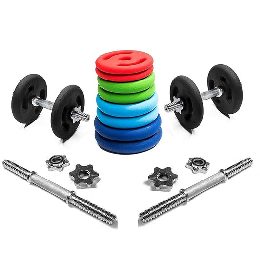 Kakss Neoprene Weight Plates Home Gym Set with Dumbbell Rod