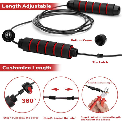 KAKSS Skipping Rope - Jumping Rope Adjustable For Men Women Kids - Jump Rope For Exercise Fat burning Workout Home or Gym personal Training Rope