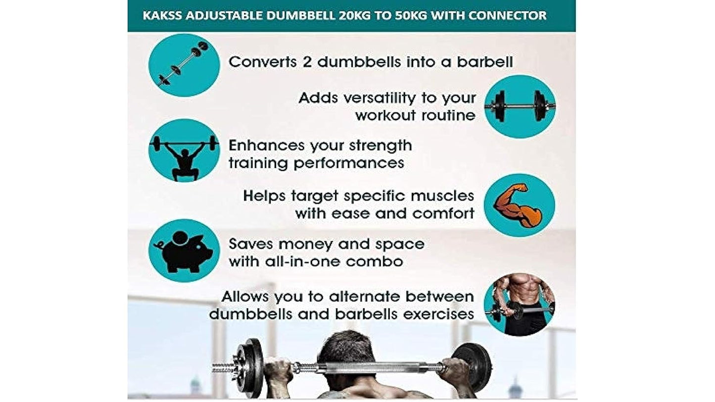 KAKSS Cast Iron Adjustable Dumbbells with 2 in 1 Connector