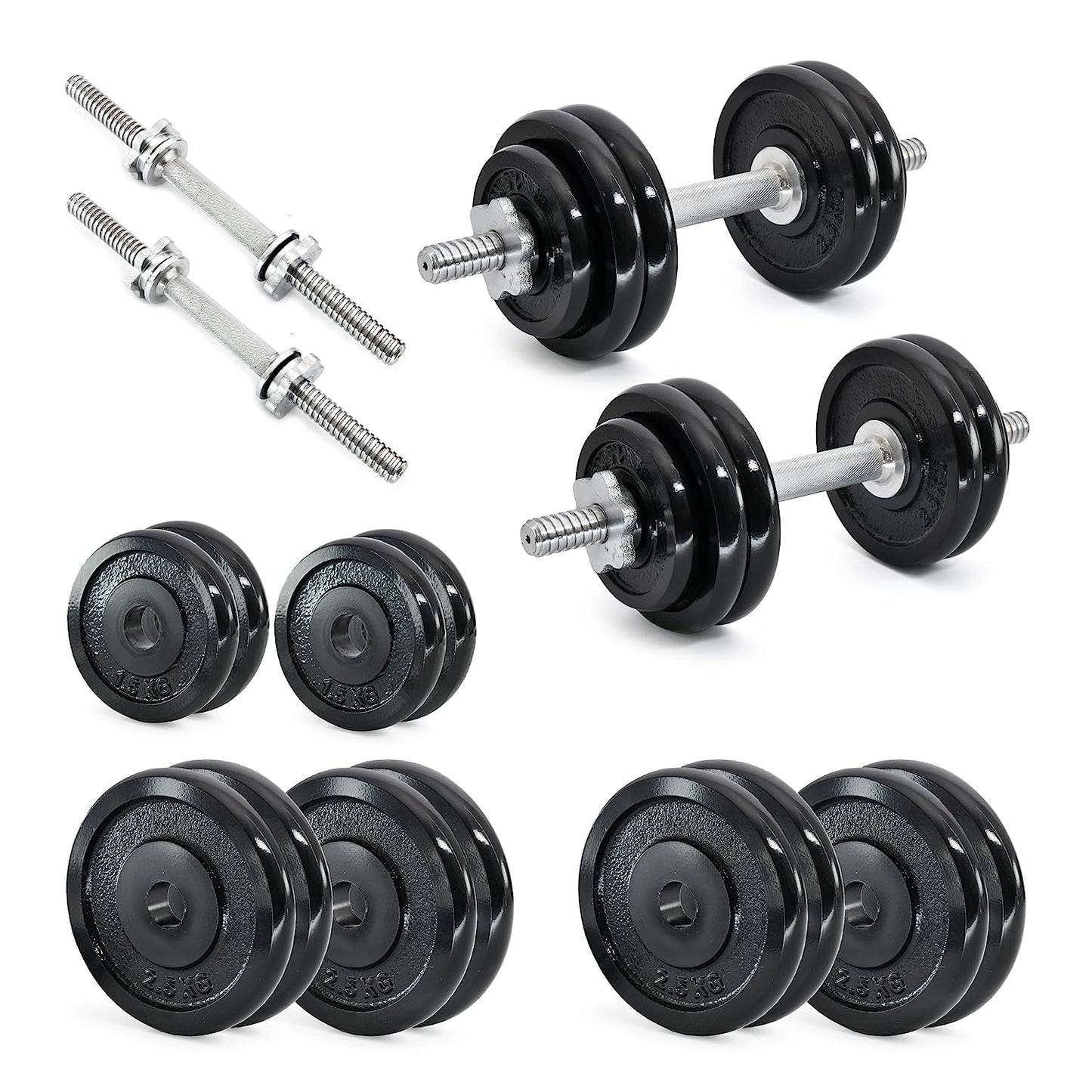 KAKSS Cast Iron Spinlock Black Adjustable Dumbbell For Home Gym, Bodybuilding Fitness and Core Fitness