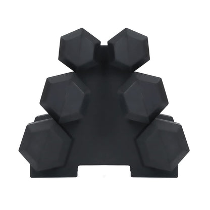 KAKSS Rubber Encased Hex Fixed Dumbbell Weight With Stand(Proudly Made In India) in Black