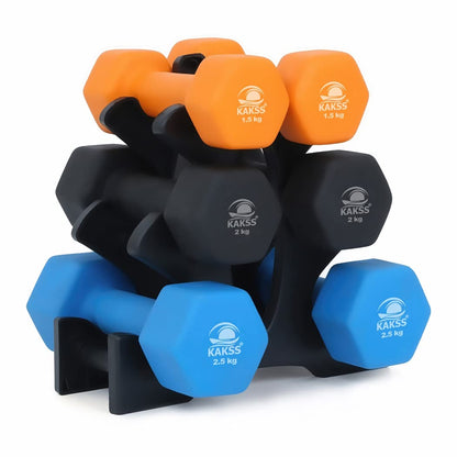 KAKSS Supreme Quality Neoprene Dumbbell With Stand (Proudly Made In India)