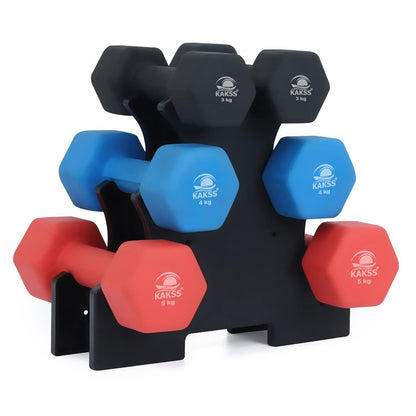 KAKSS Supreme Quality Neoprene Dumbbell With Stand (Proudly Made In India)