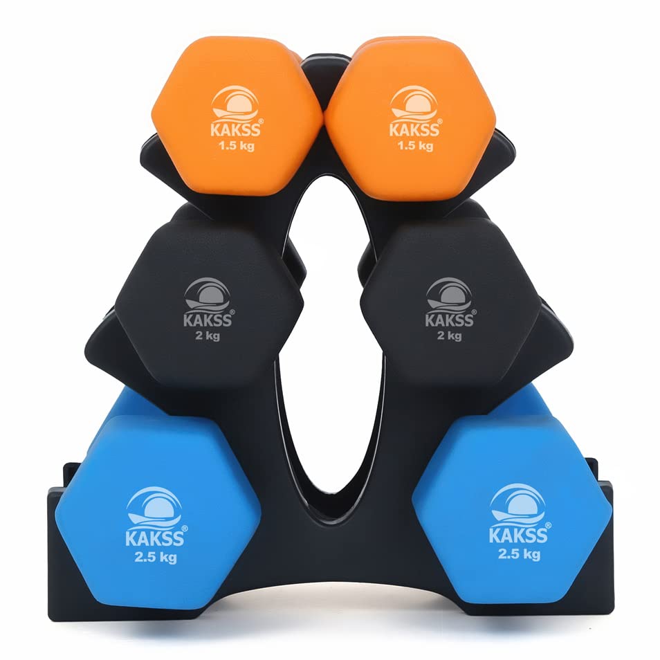 KAKSS Supreme Quality Neoprene Dumbbell With Stand (Proudly Made In India)