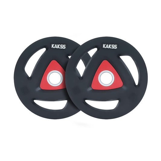 KAKSS Black Rubber Coated Metal Integrated Tri-Grip Weight Plates 30mm Hole(Proudly Made In India)