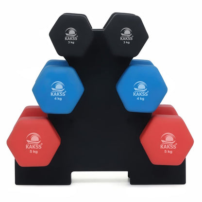 KAKSS Supreme Quality Neoprene Dumbbell With Stand (Proudly Made In India)