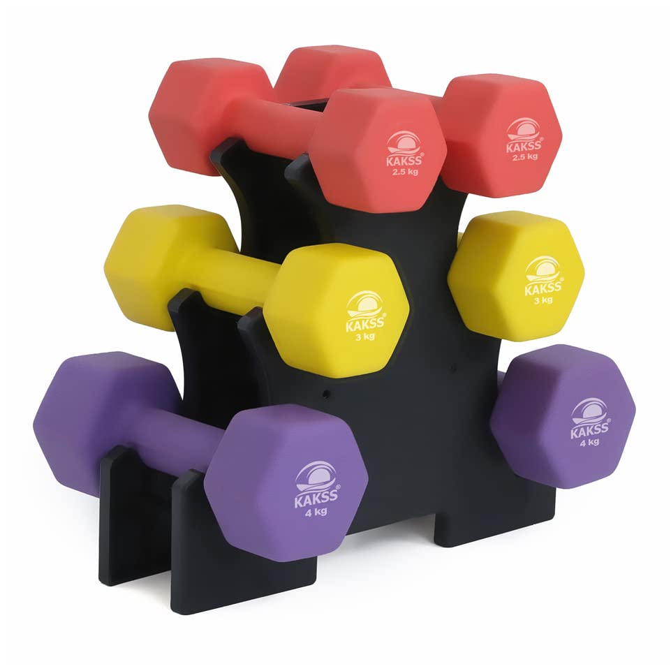 KAKSS Supreme Quality Neoprene Dumbbell With Stand (Proudly Made In India)