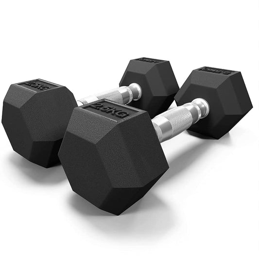 KAKSS Rubber Encased Hex Dumbbell Hand Weight (Set Of 2pc) in Black