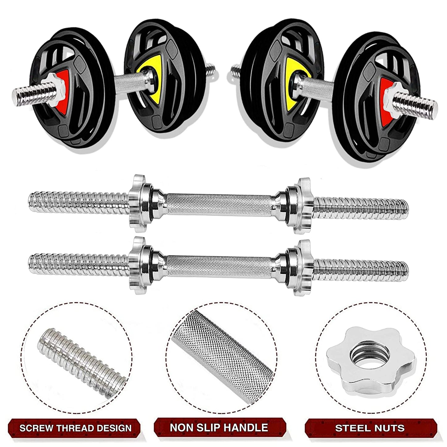 KAKSS Professional Weight Training 10kg-100kg Metal Integrated Rubber Home Gym Set (Proudly Made in India)