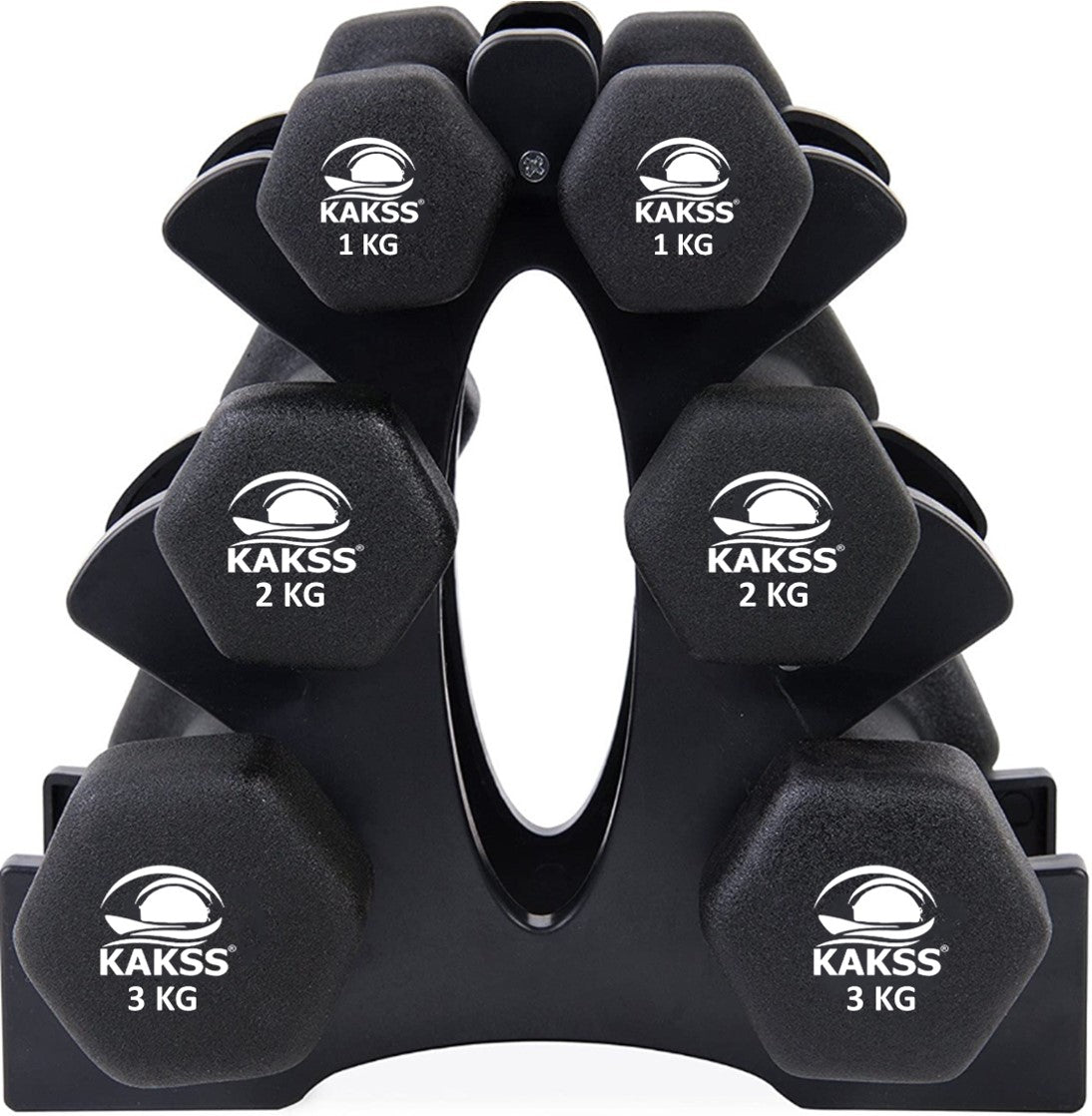 KAKSS Supreme Quality Neoprene Dumbbell With Stand (Proudly Made In India)