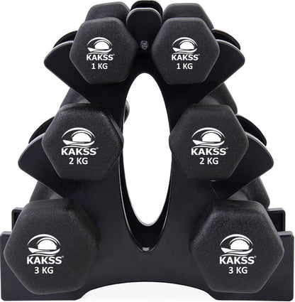 KAKSS Supreme Quality Neoprene Dumbbell With Stand (Proudly Made In India)