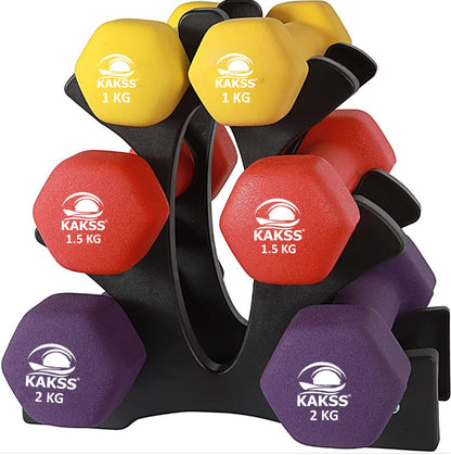 KAKSS Supreme Quality Neoprene Dumbbell With Stand (Proudly Made In India)