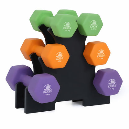 KAKSS Supreme Quality Neoprene Dumbbell With Stand (Proudly Made In India)