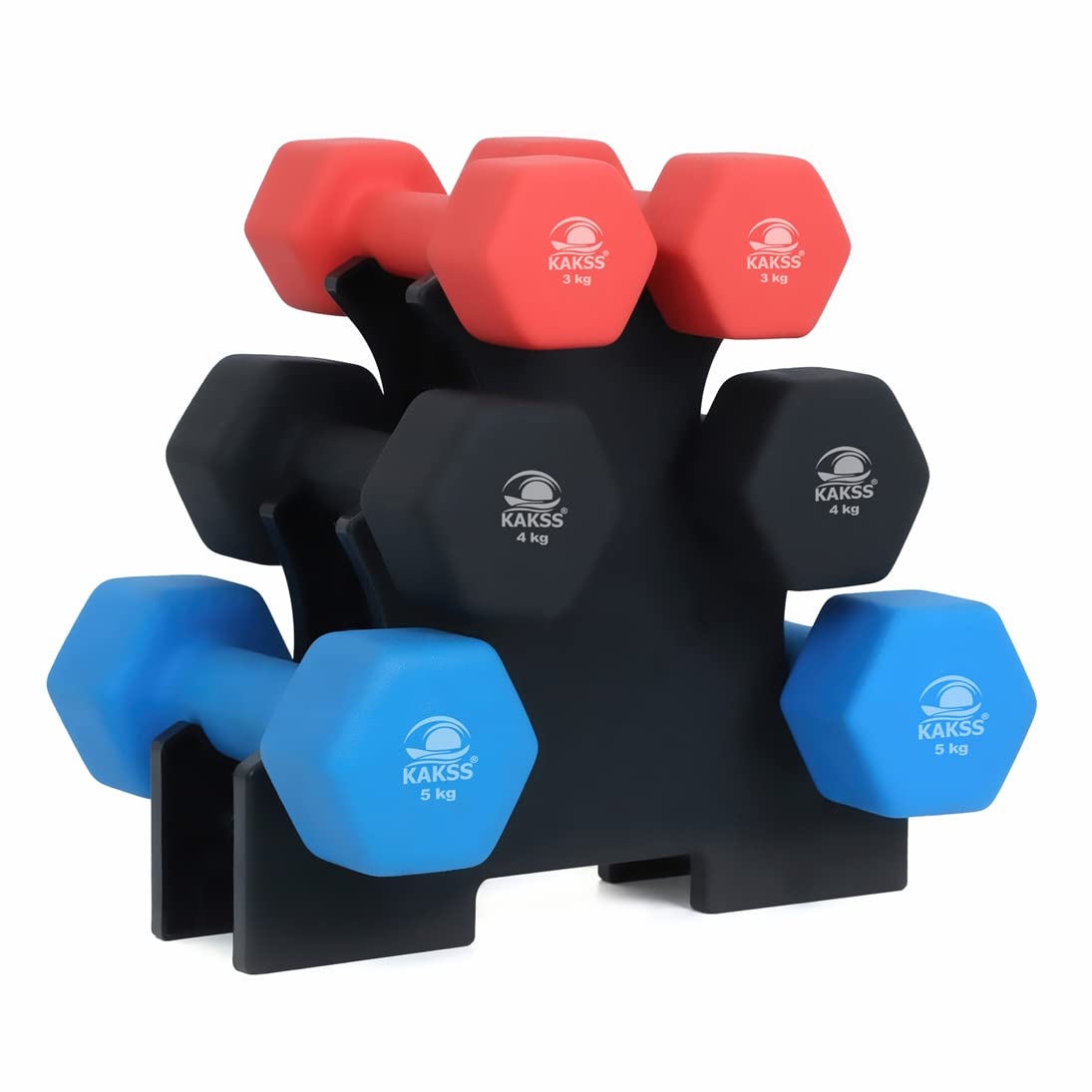 KAKSS Supreme Quality Neoprene Dumbbell With Stand (Proudly Made In India)