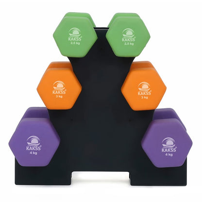 KAKSS Supreme Quality Neoprene Dumbbell With Stand (Proudly Made In India)