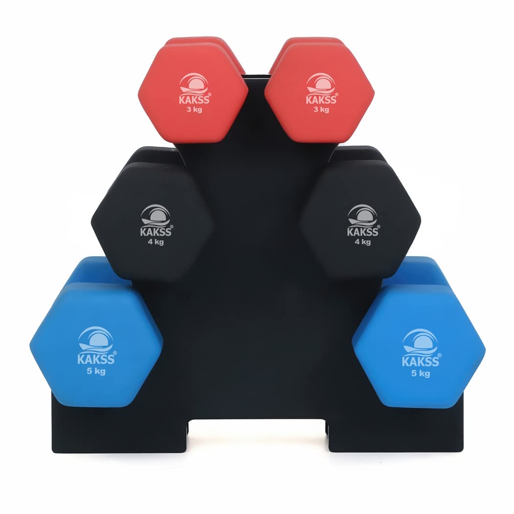 KAKSS Supreme Quality Neoprene Dumbbell With Stand (Proudly Made In India)