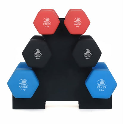 KAKSS Supreme Quality Neoprene Dumbbell With Stand (Proudly Made In India)